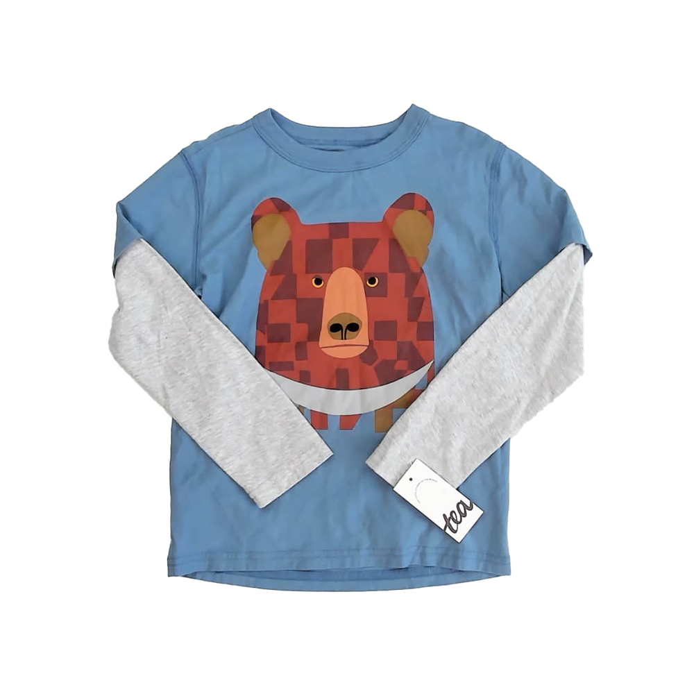 Tea Collection Boys Blue Bear Long Sleeve T-Shirt size: 5T